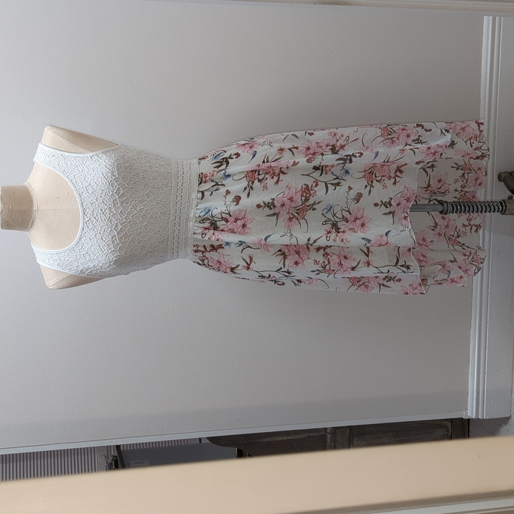 Lovely lace and floral dress by Colloseum, size small. Great condition.